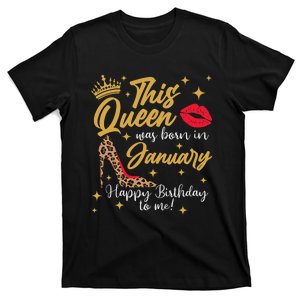 Capricorn Girls Black Queen Best January Birthday Gift T-Shirt