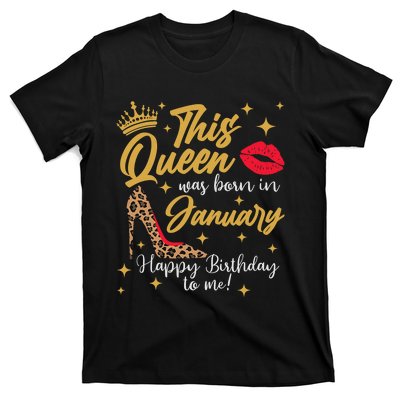 Capricorn Girls Black Queen Best January Birthday Gift T-Shirt