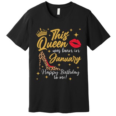 Capricorn Girls Black Queen Best January Birthday Gift Premium T-Shirt