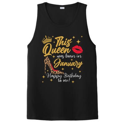 Capricorn Girls Black Queen Best January Birthday Gift PosiCharge Competitor Tank