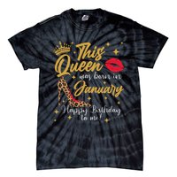 Capricorn Girls Black Queen Best January Birthday Gift Tie-Dye T-Shirt