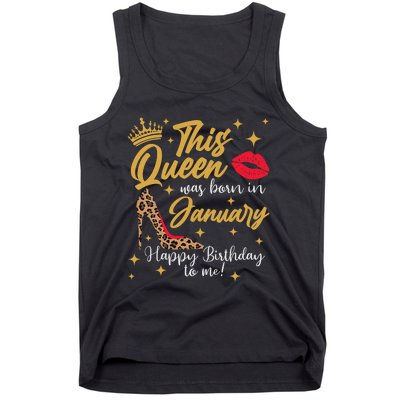 Capricorn Girls Black Queen Best January Birthday Gift Tank Top