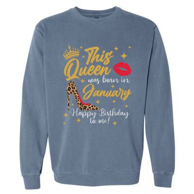 Capricorn Girls Black Queen Best January Birthday Gift Garment-Dyed Sweatshirt