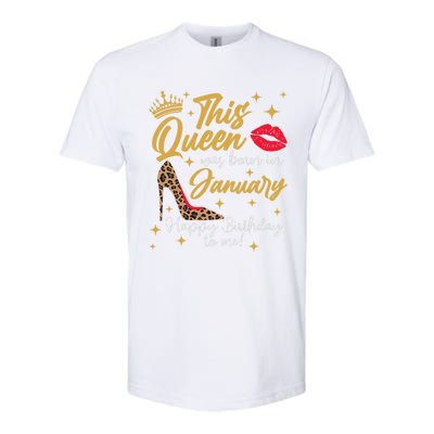 Capricorn Girls Black Queen Best January Birthday Gift Softstyle CVC T-Shirt