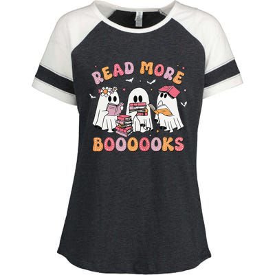 Cute Ghost Book Read More Books Funny Teachers Halloween Gift Enza Ladies Jersey Colorblock Tee