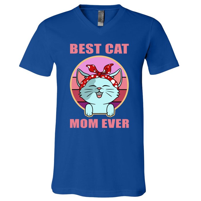 Cat Gift Best Cat Mom Ever Gift Kitten Gift V-Neck T-Shirt