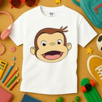 Curious G.E.O.R.G.E Big Face Monkey Smile Kids T-Shirt