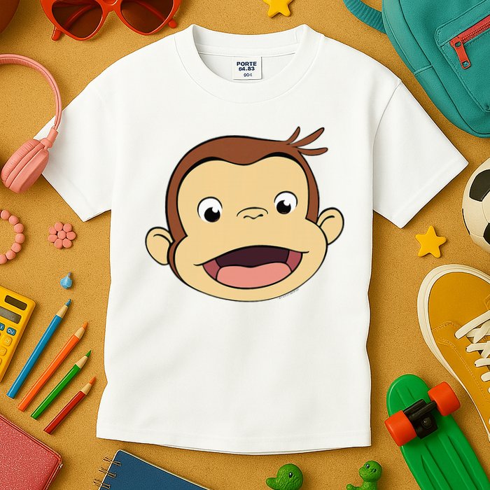 Curious G.E.O.R.G.E Big Face Monkey Smile Kids T-Shirt