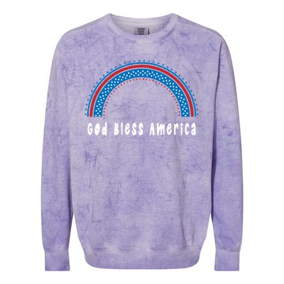 Cute God Bless America Patriotic Red White Blue Rainbow Gift Colorblast Crewneck Sweatshirt