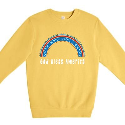 Cute God Bless America Patriotic Red White Blue Rainbow Gift Premium Crewneck Sweatshirt