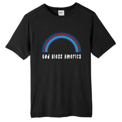 Cute God Bless America Patriotic Red White Blue Rainbow Gift Tall Fusion ChromaSoft Performance T-Shirt