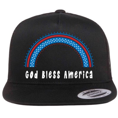 Cute God Bless America Patriotic Red White Blue Rainbow Gift Flatbill Hat