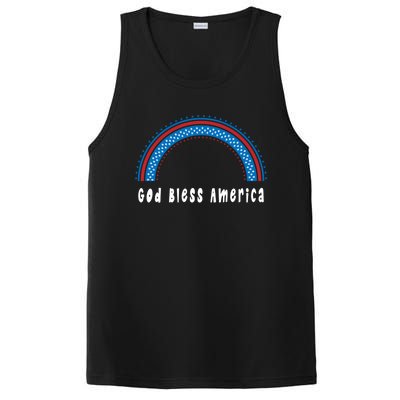 Cute God Bless America Patriotic Red White Blue Rainbow Gift PosiCharge Competitor Tank