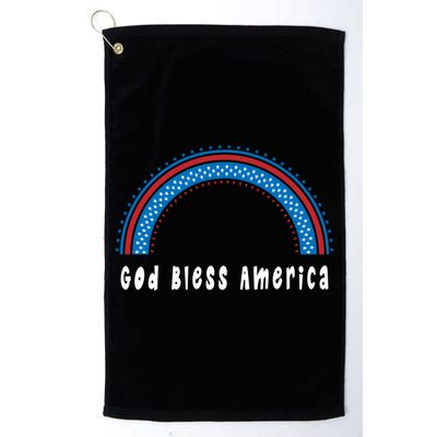 Cute God Bless America Patriotic Red White Blue Rainbow Gift Golf Towel