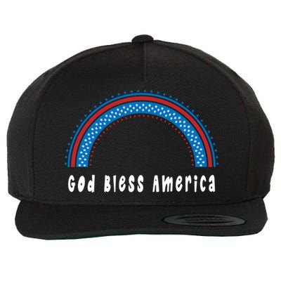 Cute God Bless America Patriotic Red White Blue Rainbow Gift Wool Snapback Cap