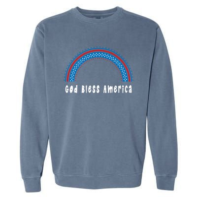 Cute God Bless America Patriotic Red White Blue Rainbow Gift Garment-Dyed Sweatshirt