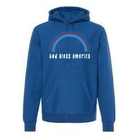 Cute God Bless America Patriotic Red White Blue Rainbow Gift Premium Hoodie