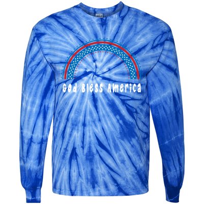 Cute God Bless America Patriotic Red White Blue Rainbow Gift Tie-Dye Long Sleeve Shirt