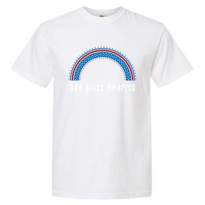 Cute God Bless America Patriotic Red White Blue Rainbow Gift Garment-Dyed Heavyweight T-Shirt