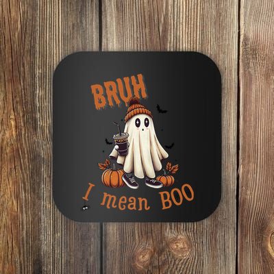 Cute Ghost Bruh I Mean Boo Halloween Ice Coffee Coaster