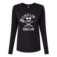 Chilling & Grilling BBQ Grill Chef Funny Barbecue Womens Cotton Relaxed Long Sleeve T-Shirt