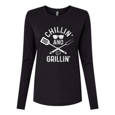 Chilling & Grilling BBQ Grill Chef Funny Barbecue Womens Cotton Relaxed Long Sleeve T-Shirt