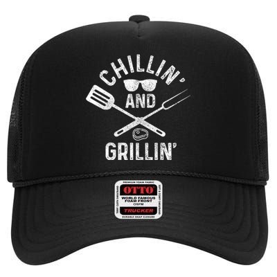 Chilling & Grilling BBQ Grill Chef Funny Barbecue High Crown Mesh Back Trucker Hat