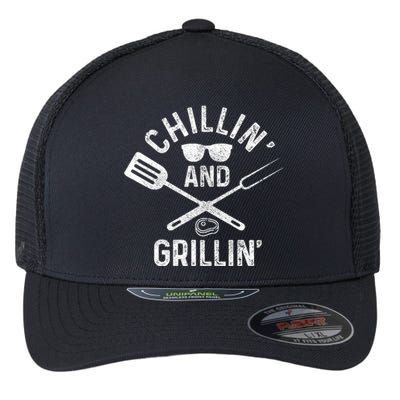 Chilling & Grilling BBQ Grill Chef Funny Barbecue Flexfit Unipanel Trucker Cap