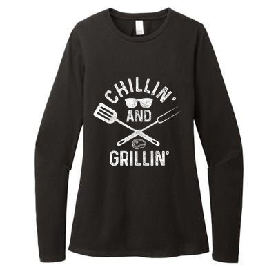 Chilling & Grilling BBQ Grill Chef Funny Barbecue Womens CVC Long Sleeve Shirt