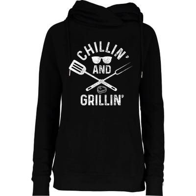 Chilling & Grilling BBQ Grill Chef Funny Barbecue Womens Funnel Neck Pullover Hood