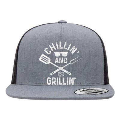 Chilling & Grilling BBQ Grill Chef Funny Barbecue Flat Bill Trucker Hat