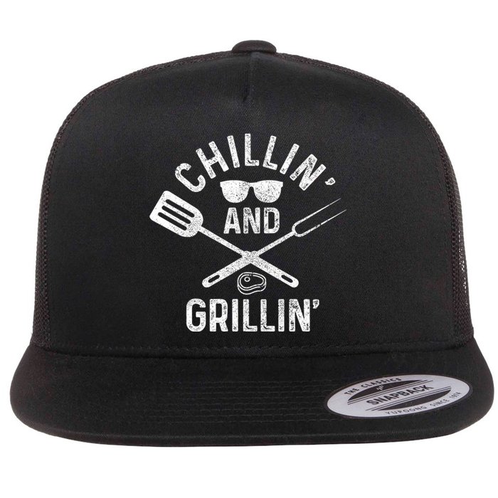 Chilling & Grilling BBQ Grill Chef Funny Barbecue Flat Bill Trucker Hat