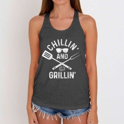 Chilling & Grilling BBQ Grill Chef Funny Barbecue Women's Knotted Racerback Tank