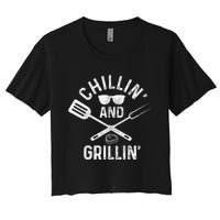 Chilling & Grilling BBQ Grill Chef Funny Barbecue Women's Crop Top Tee