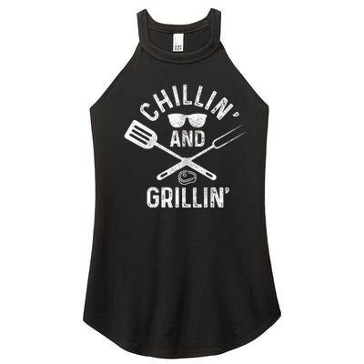 Chilling & Grilling BBQ Grill Chef Funny Barbecue Women's Perfect Tri Rocker Tank