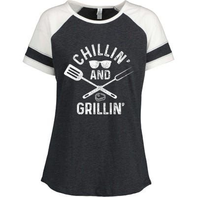 Chilling & Grilling BBQ Grill Chef Funny Barbecue Enza Ladies Jersey Colorblock Tee