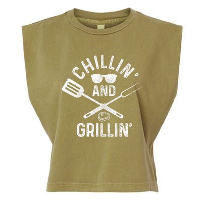 Chilling & Grilling BBQ Grill Chef Funny Barbecue Garment-Dyed Women's Muscle Tee