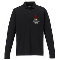 Camping Gnome Buffalo Plaid Matching Family Christmas Gift Performance Long Sleeve Polo