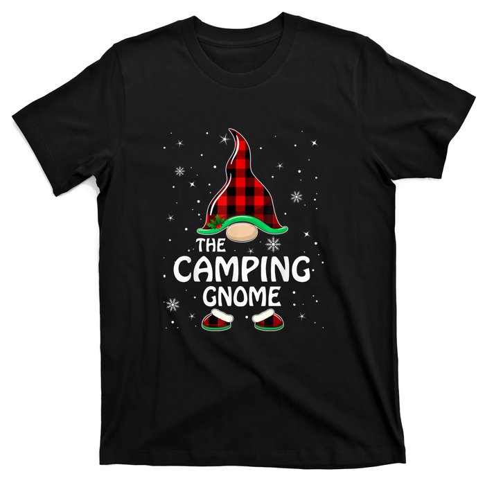 Camping Gnome Buffalo Plaid Matching Family Christmas Gift T-Shirt