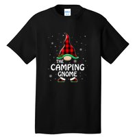 Camping Gnome Buffalo Plaid Matching Family Christmas Gift Tall T-Shirt