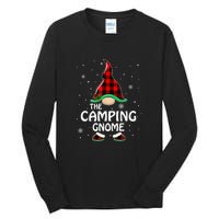 Camping Gnome Buffalo Plaid Matching Family Christmas Gift Tall Long Sleeve T-Shirt