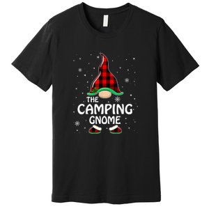 Camping Gnome Buffalo Plaid Matching Family Christmas Gift Premium T-Shirt