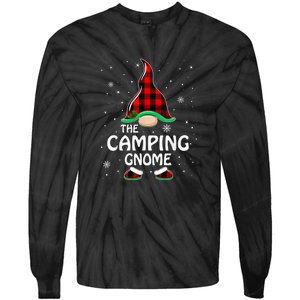 Camping Gnome Buffalo Plaid Matching Family Christmas Gift Tie-Dye Long Sleeve Shirt