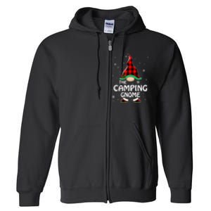 Camping Gnome Buffalo Plaid Matching Family Christmas Gift Full Zip Hoodie