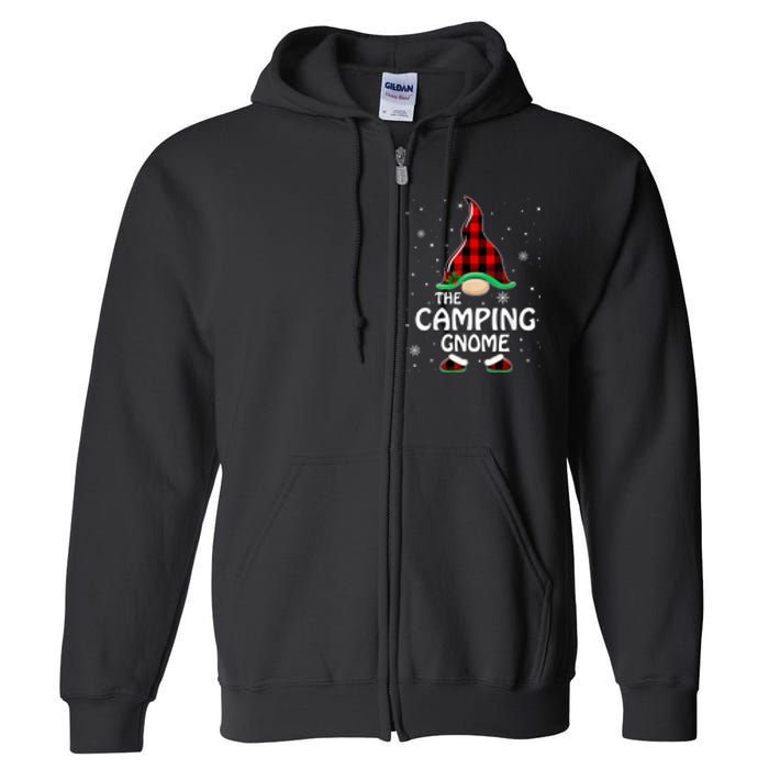 Camping Gnome Buffalo Plaid Matching Family Christmas Gift Full Zip Hoodie