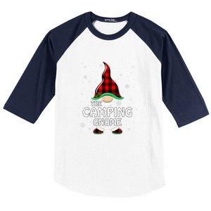 Camping Gnome Buffalo Plaid Matching Family Christmas Gift Baseball Sleeve Shirt