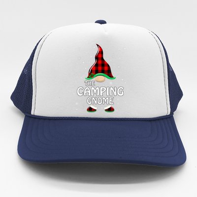 Camping Gnome Buffalo Plaid Matching Family Christmas Gift Trucker Hat