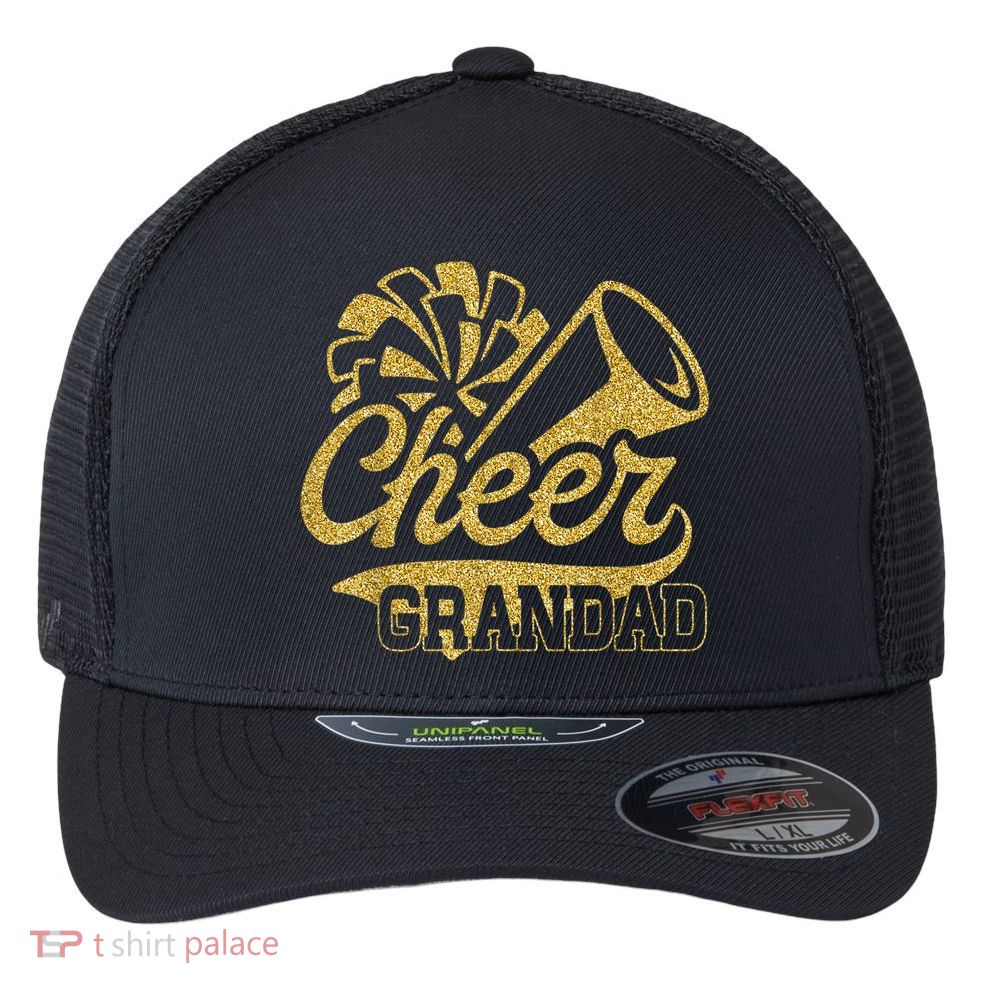 Cheer Grandad Biggest Fan Cheerleader Father's Day Flexfit Unipanel Trucker Cap