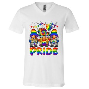 Cute Gay Bisexual Transsexual Gnomes LGBTQ Pride Ally V-Neck T-Shirt