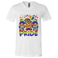 Cute Gay Bisexual Transsexual Gnomes LGBTQ Pride Ally V-Neck T-Shirt